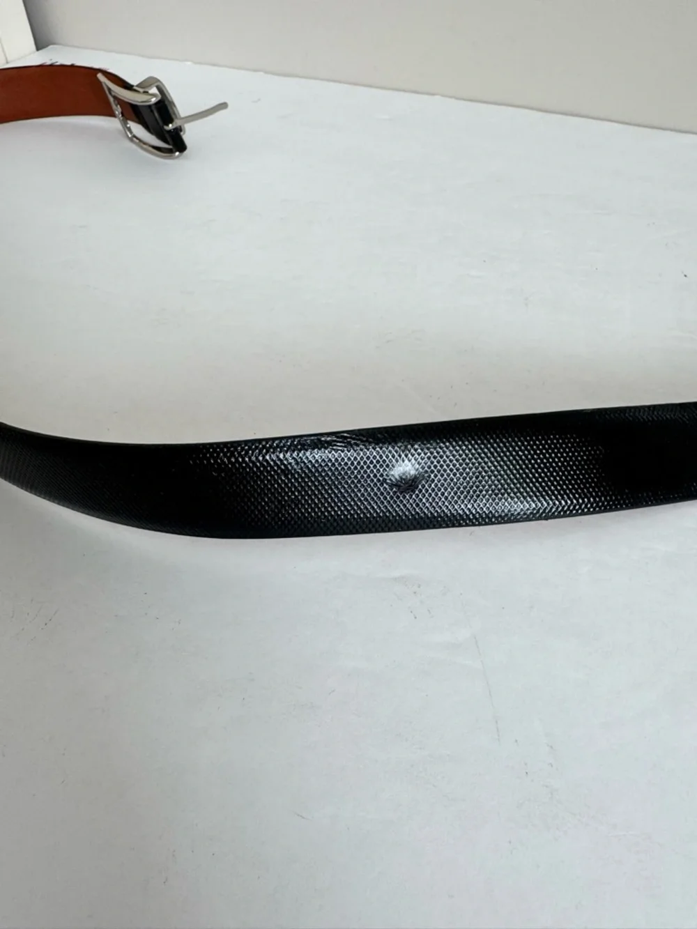 Cole Haan Leather Textured Belt black with silver buckle size 36
